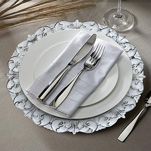 ChargeIt by Jay Embossed Antique Charger Plate, White