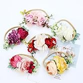 Cinaci 6 Pack Delicate Rose Flower Nylon Headbands Floral Bows Headband