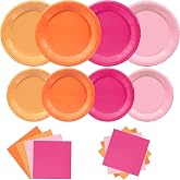 Osonm 180pcs Pink and Orange Party Decorations,Serves 60 | Sunset Tropical Pink Orange Plates and Napkins Tableware Sets for Birthday,Baby Shower, Bachelorette Party Supplies