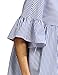 SheIn Women's Oversized Striped Ruffle Half Sleeve Collared Blouse Large Blue