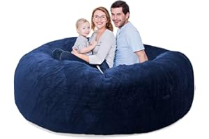 LC&QS Bean Bag Chair Cover(Cover Only,No Filler) Durable Comfortable Chair PV Velvet Bean Bag Sofas Living Room Sofa Bed Large Bean Bag Chairs for Adults，Dark Blue，6FT.