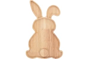 MAGICLULU Easter Rabbit Shape Wooden Platters Wooden Bread Serving Tray for Easter