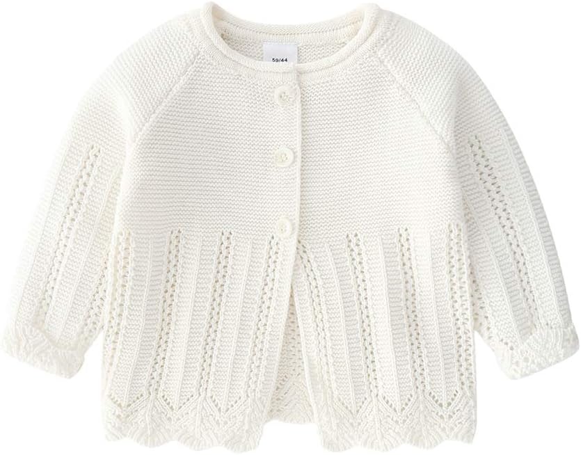 Feidoog Knitted Baby Girls Cardigan Sweater Toddler Knit Button up Cardigan Sweater Outwear