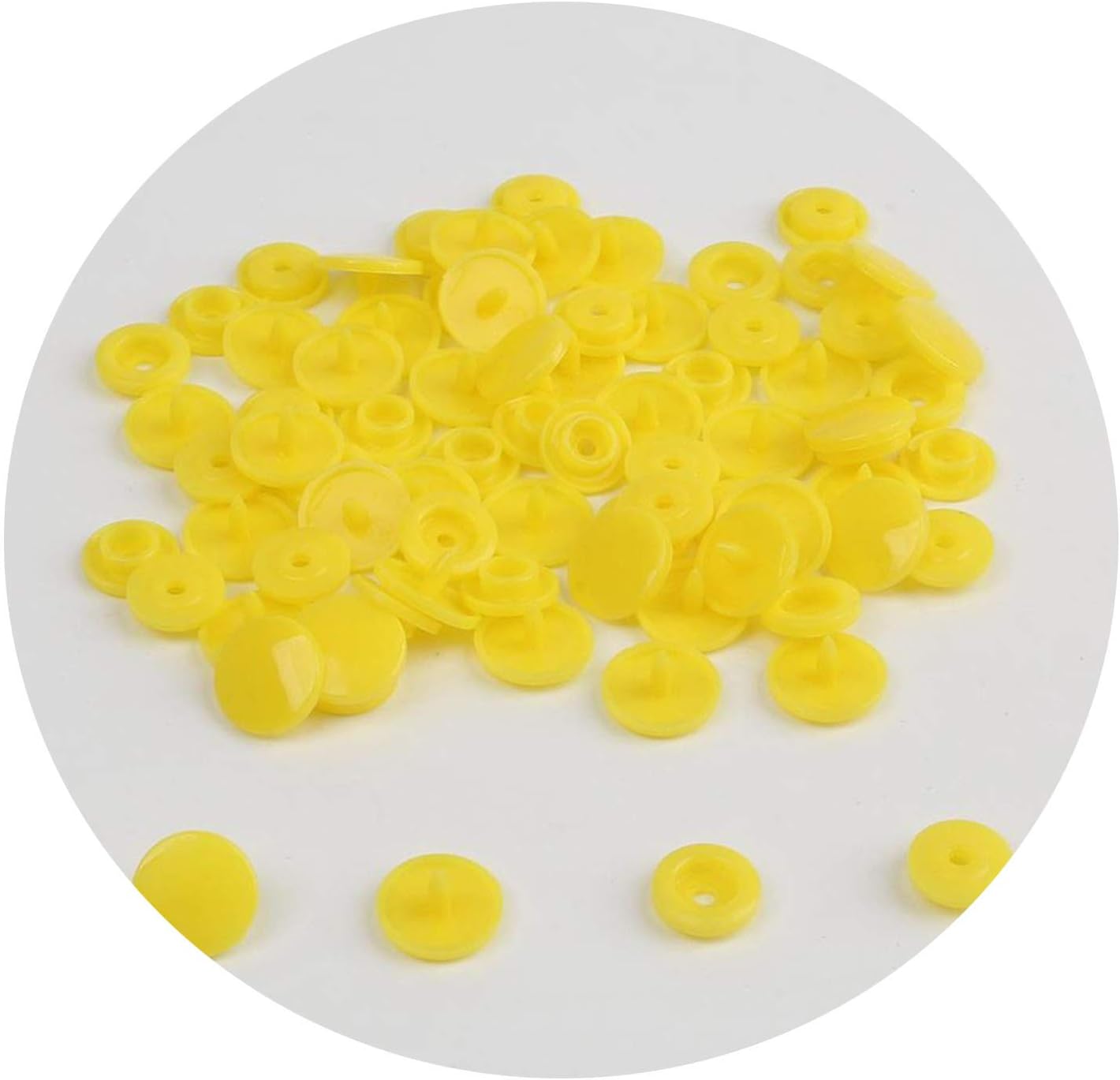 New 50 Sets KAM T5 12MM Round Plastic Snaps Button Fasteners Quilt Cover Sheet Button Garment Accessories for Baby Clothes Clips,Yellow