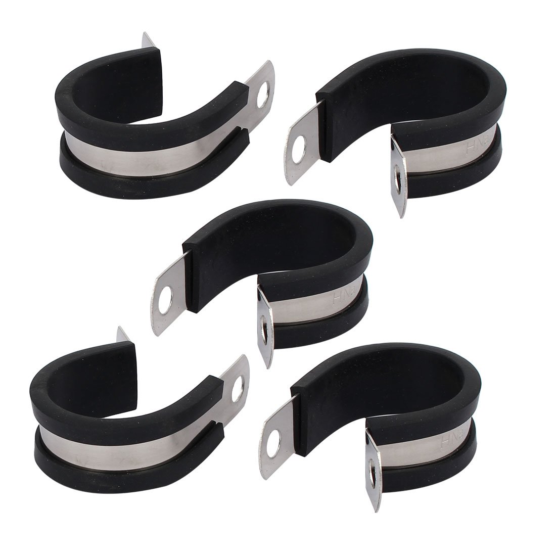 Sourcingmap 26mm Dia EPDM Rubber Lined P Clips Cable Hose Pipe Clamps Holder 5pcs