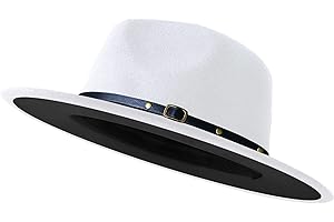 KUJUHA Wide Brim Fedora Hats for Women Men Two Tone Dress Hat Felt Panama Hat in Two Audlt Size