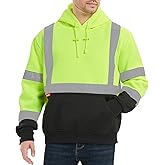 ProtectX Hi Vis Hoodie for Men Women High Visibility Safety Sweatshirt Reflective with Pockets for Construction Work Class 3