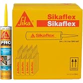 SIKA Sikaflex Construction Sealant - White, All-Purpose Polyurethane for Joints 1/2" or Smaller - 10.1 fl. oz - Weatherproof, High Elasticity, Paintable, Strong Adhesion (Pack of 12)