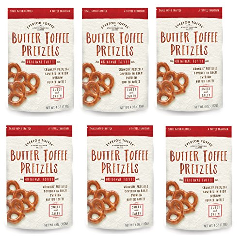 Everton Toffee Butter Toffee Pretzels, Original Toffee Flavor (4 oz. bag, 6-pack), Gourmet Artisan Toffee Covered Pretzels, Sweet and Salty Mini Pretzel Snacks, Small Batch Crafted - Thumbnail 3