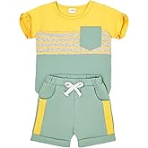FOCUTEBB Toddler Boy Clothes Baby Boys Summer Outfits Patchwork Short Sleeve T-Shirt Shorts Set Summer Clothes Set 12M-5T