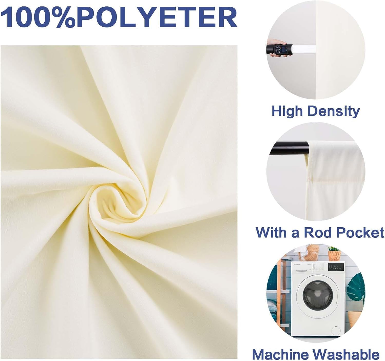 GFCC 8FTX10FT Ivory Backdrop Background for Photography Photo Booth Backdrop for Photoshoot Background Screen Video Recording Parties Curtain