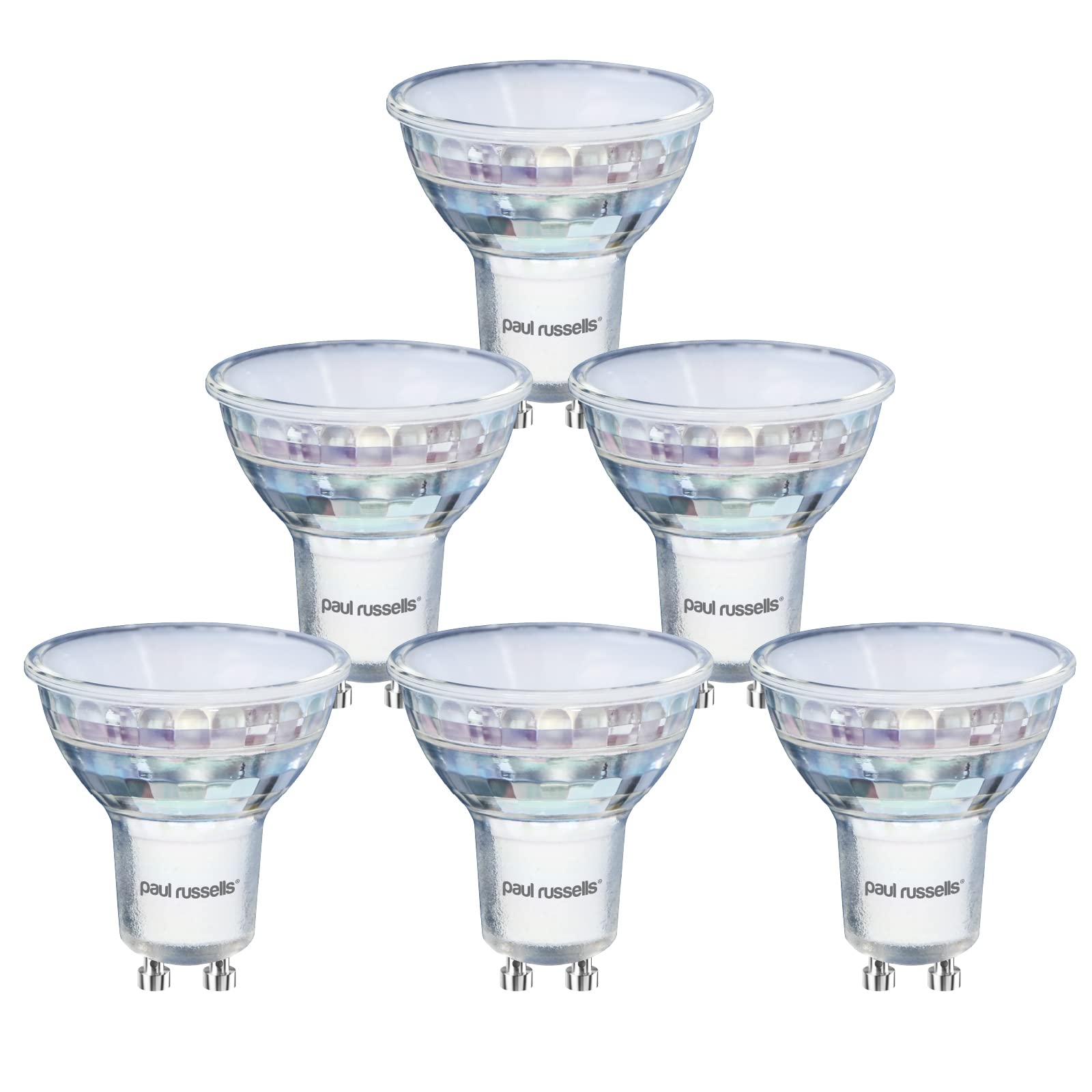 paul russells GU10 LED Bulbs, 4.5W 420lumens, 35Watt Equivalent GU10 Spotlight Bulbs Replacement, 120° Wide Beam, Bright Warm White 2700K, No Flickering, Energy Saving Non-Dimmable, 6 Packs