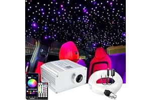 AZIMOM Bluetooth 10W Twinkle Fiber Optic Lights Star Ceiling Light Kit 550pcs0.03in13.1ft Fibers Strands Sound Activated RGBW APP/Remote Light Engine for Car Home Starlight Headliner Decor