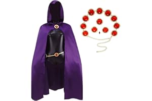 QAQ-COSPLAY Anime Cosplay Costume for Women - Purple Cloak, Bodysuit and Waist Belt for Halloween Dress Up & Themed Parties