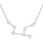 925 Sterling Silver CZ Astrology 12 Constellation Horoscope Sign Astrology Zodiac Star Necklace Birthday Jewelry for Women,18-20 inch