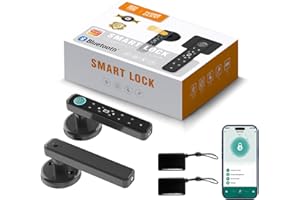Shipped from Canada, Lyrixar Smart Lock with Keypad & Fingerprint, Keyless Entry Door Lock with Handle, App, Card, Password, 