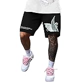 GORGLITTER Men's Designer Graphic Shorts Drawstring Waist Cool Track Gym Running Workout Shorts