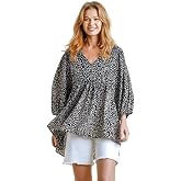 Umgee Women's Cheetah Babydoll Tunic Top