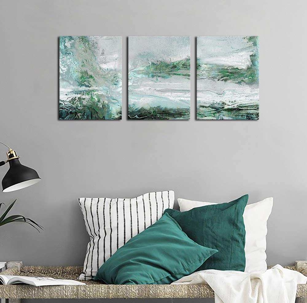 arteWOODS Abstract Canvas Wall Art Bedroom Wall Decor Contemporary Wall Art Bathroom Wall Decor Grey Blue Green Canvas Picture Modern Artwork for Home Decoration 12\