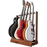 String Swing Guitar Stand, Multi Guitar Rack for Acoustic, Electric, Bass Guitars, Hand Welded Steel &amp; Black Walnut Hardwood, Padded Guitar Holders, Guitar Stands Floor - USA Made