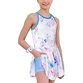 MODAFANS Girls Tennis Golf Dress Sleeveless Athletic Pleated Outfits Sets Built in Shorts with Pockets