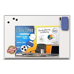 Officeline Ultra-Slim, Lightweight Magnetic Dry Erase Board & Accessories (Includes Whiteboard Pen & Pen Tray, 3 x Magnets & Eraser) (24 x 36 Inch)