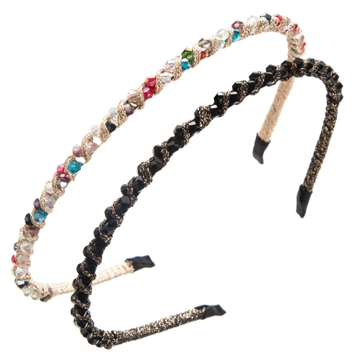 scicent 2 Pieces Rhinestone Headband Crystal Hair Hoop Shiny Hairband Metal Head Bands 9620 — image 1