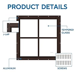 2 Pack 16" x 16" Brown Shed Window with Tempered