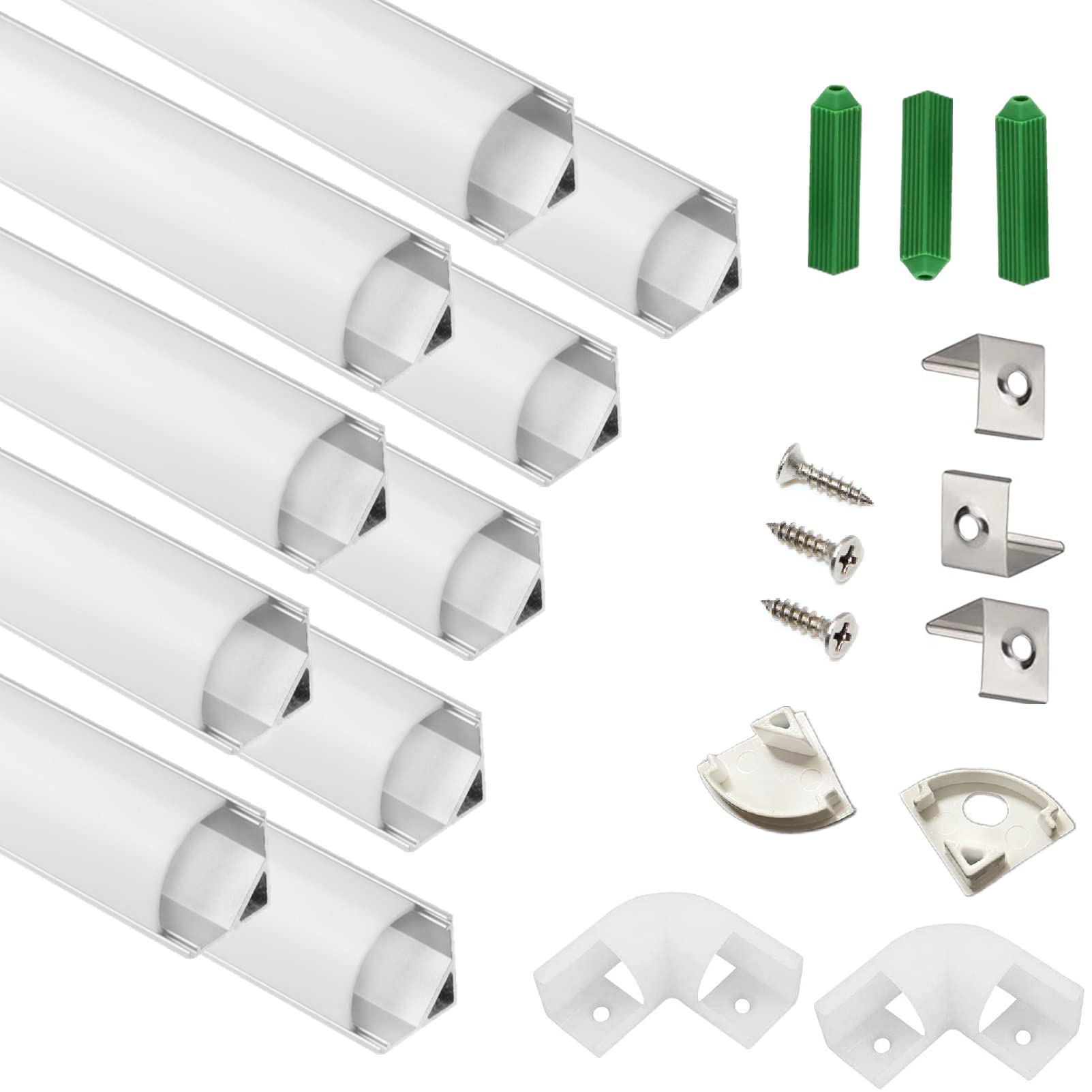 Photo 1 of ***I DON'T KNOW IF THERE ARE MISSING PARTS*** THMOOTHER UV Resistance 6.56FT V Shape LED Strip Channel Diffuser,10-Pack Aluminum Profile with Frosted Cover and Corner Connector,Tape Mounting Track for Cabinet Stairs Wall Outdoor (6.56FT, 10)
