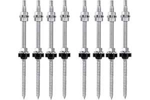 cogae Silver Hanger Bolts Stainless Steel Hanger Bolts M10 X 200 Mm, Pre-Assembled, V2A, Height-Adjustable, for Photovoltaic 