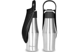 PERSURE Dog Water Bottle, Portable Dog Water Bottle Dispenser - 27 OZ Stainless Steel Leak-Proof Water Bottle for Dogs On The Go, Perfect for Travel, Walking, Hiking and Outdoor Activities (Black)