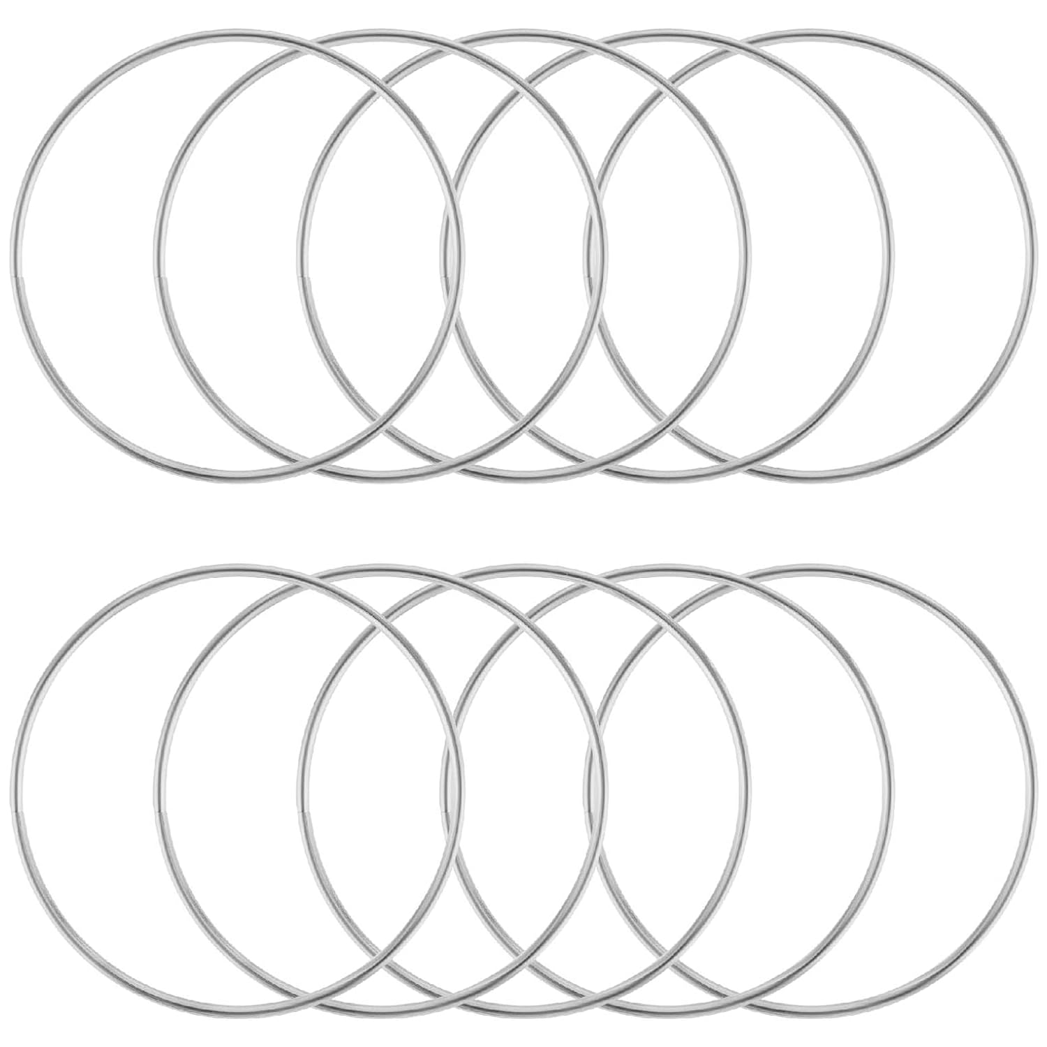 10-Piece Craft Hoop Rings Set - Silver Round Metal Hoops for Floral Wreaths, Dream Catchers, Macrame DIY Projects, and Festival Decorations, Ideal for Arts & Crafts Enthusiasts