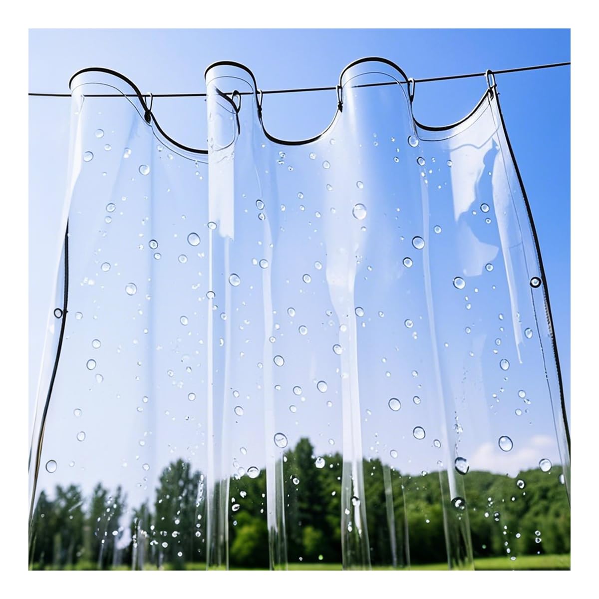 Waterproof Transparent Tarpaulin with Eyelets, Clear PVC Weatherproof Tarpaulin, Tear-Resistant Curtain for Patios, Balconies, Plant Cover, Rain Cover, 400 g/m²