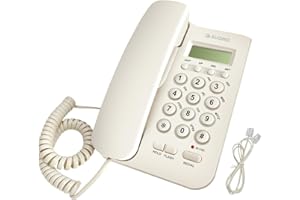 SIWMER Wired Telephone, Desktop Telephone, Fixed Telephone, Caller ID Telephone, Front Desk Home Office with Call Display and Other Multi Scene Telephone Sets (White)