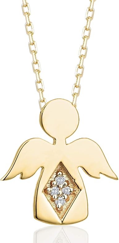 Gold Angel Necklace With Diamonds 