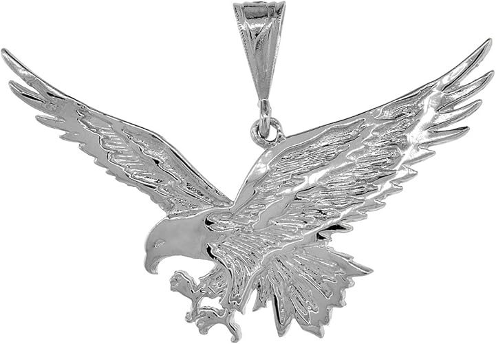 Sterling Silver Large Eagle Pendant, 2 3/16 inch Wide