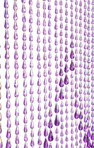 ShopWildThings Beaded Curtain Raindrops Purple Acrylic