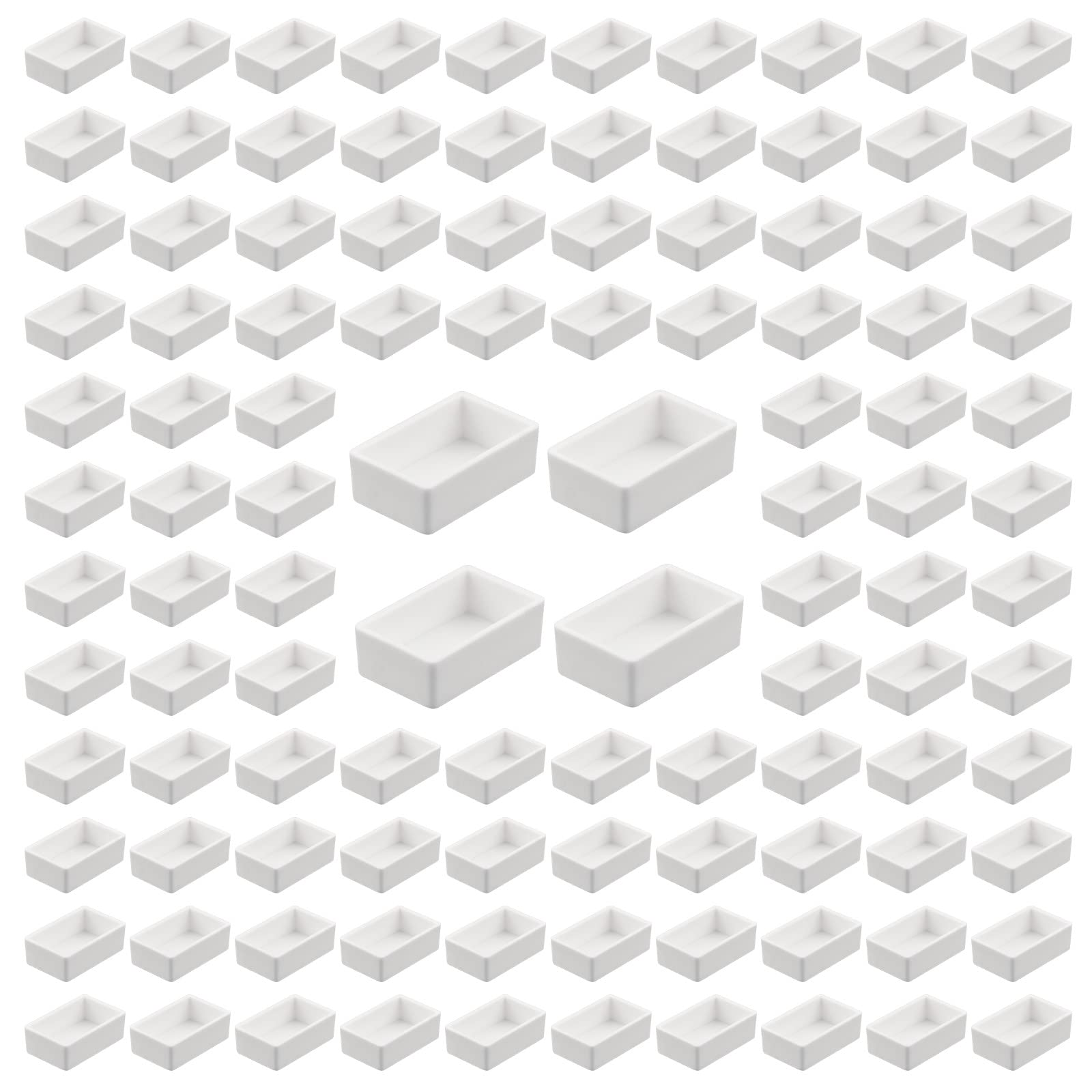 WANDIC Paint Pans, 100 PCS White Full Empty Pans for DIY Watercolor Oils, 3.2 ml Capacity, Modern Style, Metal & Plastic, 3x1.9x1 cm