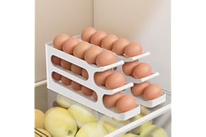 SPERINGEEN Egg Holder for Fridge, Auto Rolling Egg Roller/Dispenser/Organizer/Storage/Container for Refrigerator, Countertop, Kitchen, Space-saving Egg Tray for 36 Eggs, 3 Tiers, 2 Packs