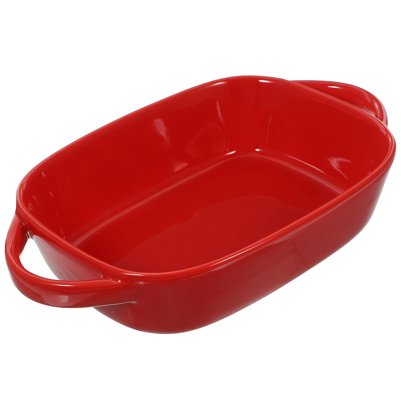 HEMOTON Ceramic Cake Pan Mini Cake Pan Cake Baking Pans Bread Tray Gratin Baking Pan Loaf Pan Porcelain Cooking Dish Appetizer Ceramic Bowl House Baking Pan Hotel Ceramic Bakeware Oval Red