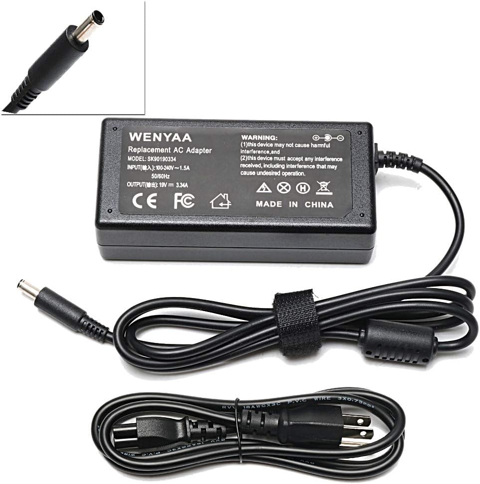 19.5V 3.34A 65W New AC Adapter Charger for Dell Inspiron 11 3000 3147 3148 13 7347 7352 i7352 14 3458 i7347 15 3551 i3551;17 5758 5759 ;fit P55F JHJX0 Power Supply Cord (4.5mm 3.0mm)