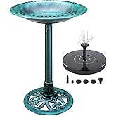 KKY 28 Inch Bird Bath Outdoor Garden Resin Lightweight Retro Courtyard Art Green Color