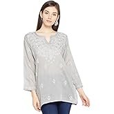 Ada Hand Embroidered Indian Traditional Chikankari Cotton Tunic Top Kurti Shirt for Women A911116