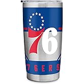 Rico Industries NBA Basketball 20oz Stainless Steel Tumbler with Lid - Great For Coffee, Tea, Water or Cocktails