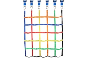 Gentle Booms Sports Climbing Cargo Net for Kids, 3.8X4.4ft Climbing Net with 7.1 X 7.1 inches Small Grid for Ninja Warrior Obstacle Course