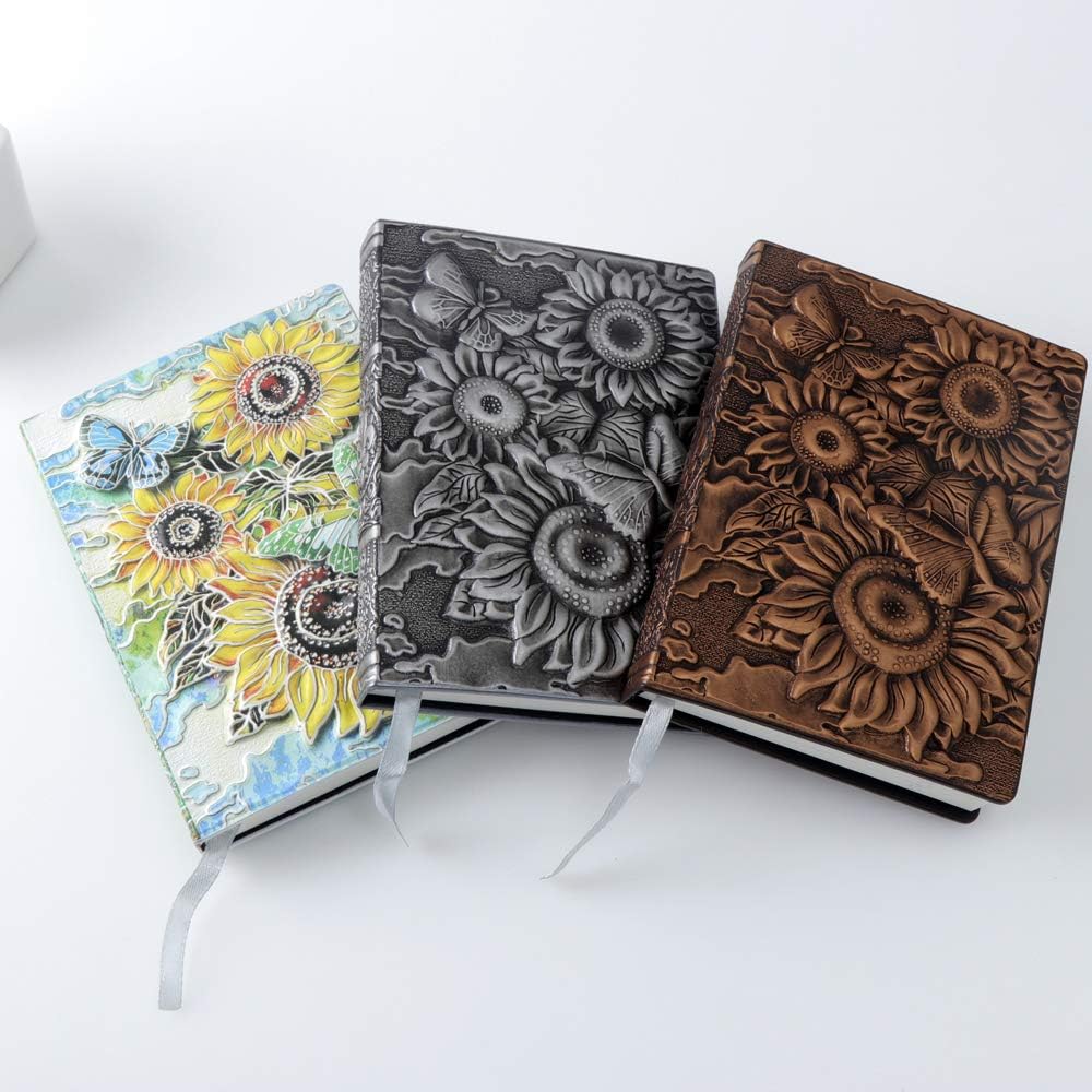 Sunflower Journal, Leather Writing Journal Notebook, A5 Lined Journal, 200Pages, Personal Diary-Antique Handmade Notepad Sketchbook, Travel Diary& Notebooks to Write in, Gift for Women&Gril (Multicolored) : Office Products