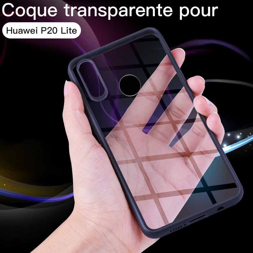 JASBON Coque Huawei P20 lite Coque Transparente Housse Ultra fine Étui Anti-rayure Protection Case pour Huawei P20 lite – Noir