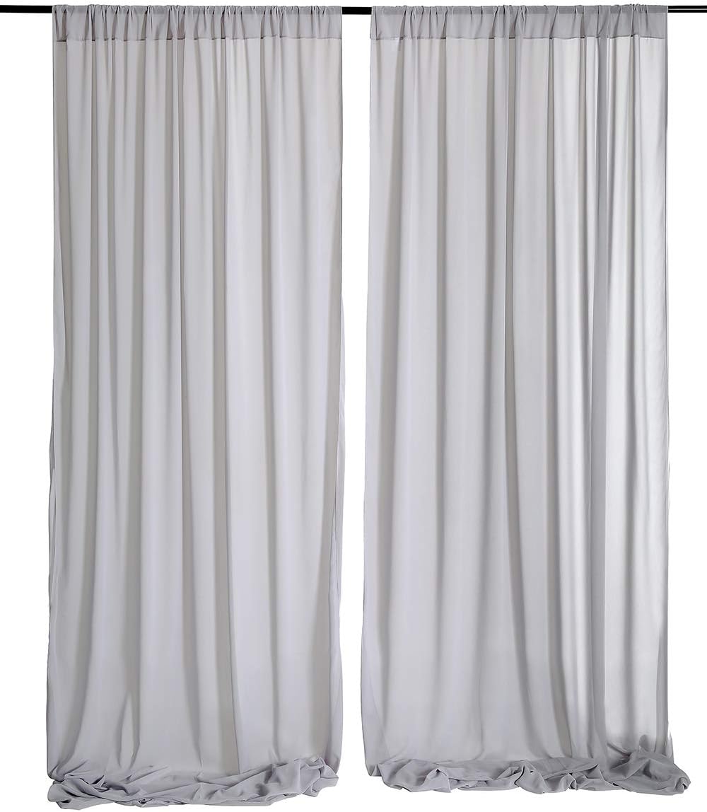 10ft x 8ft Window Curtains Gray Backdrop Drapes Panels Wedding Arch Home Party Reception Supplies