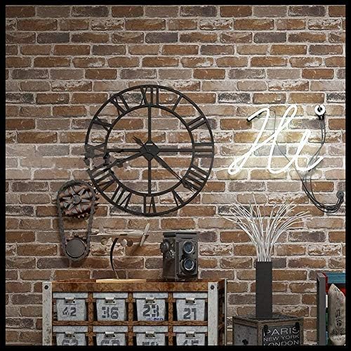 Yuzeer Flat Faux Brick Textured Wallpaper Roll 3D Effect Blocks Removable Vintage Home Decoration (Rust Red and Brown)