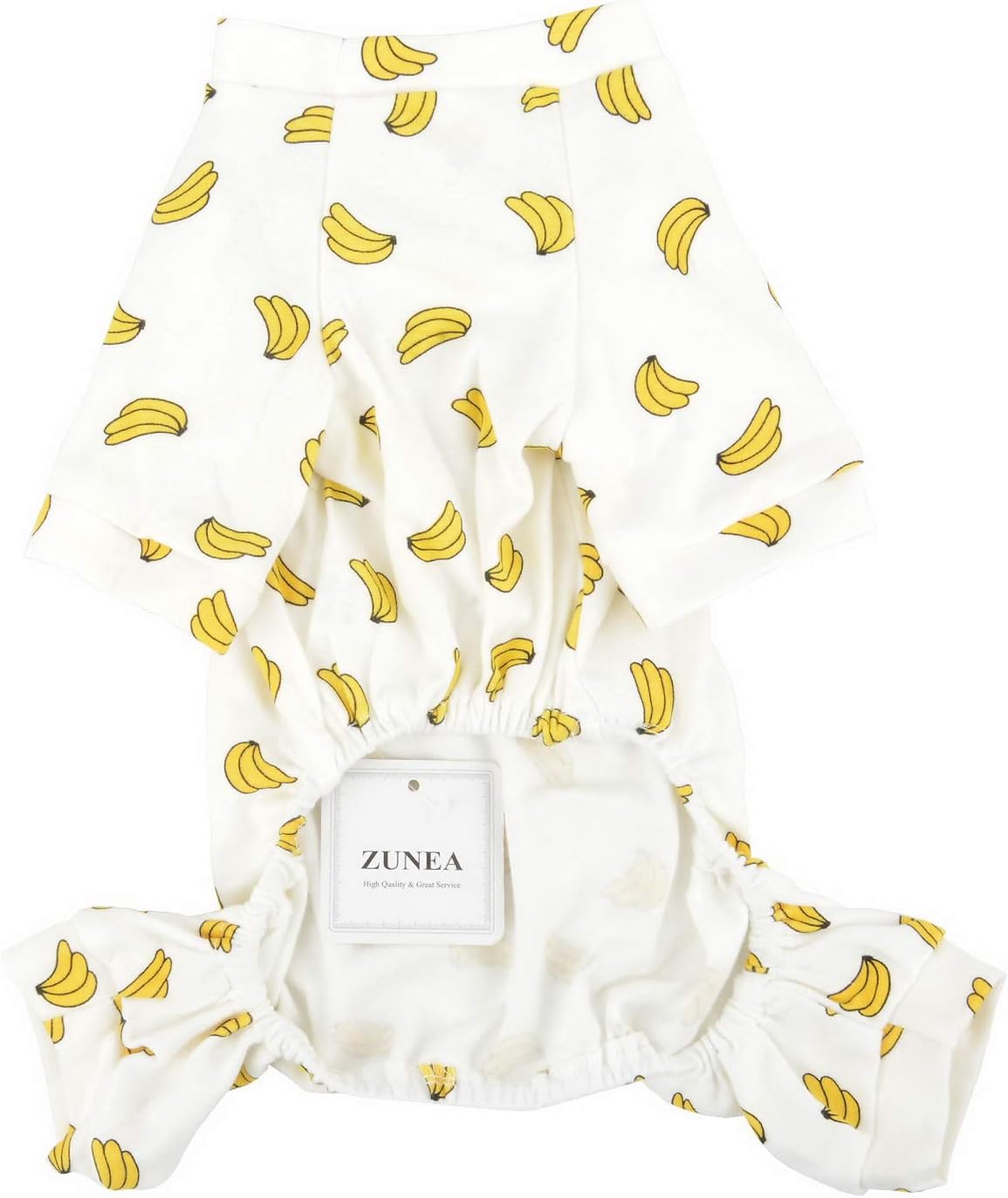 Zunea Small Dog Jumpsuit Adorable Banana Overalls Soft Cotton Pyjamas Rompers Puppy Sleeping Clothes Unisex Four Legs Pjs Apparel for Pet Cats Pups M - Image 5